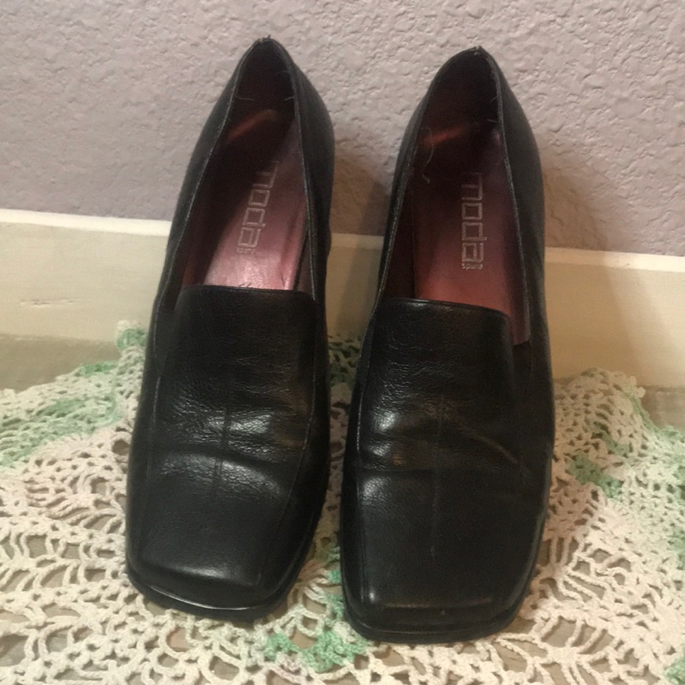 💜SALE 💜Comfy Black Low Heels Leather Moda Spana Oxford Style 8M